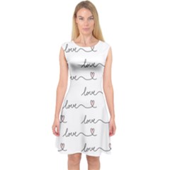 Pattern With Love Words Capsleeve Midi Dress by Vaneshart