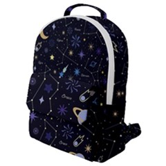 Starry Night  Space Constellations  Stars  Galaxy  Universe Graphic  Illustration Flap Pocket Backpack (small) by Vaneshart