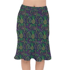 Neon Fruit Seamless Pattern Short Mermaid Skirt by Vaneshart