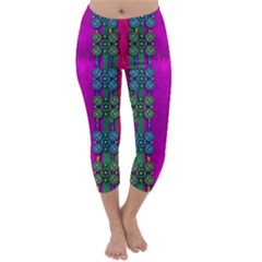 Flowers In A Rainbow Liana Forest Festive Capri Winter Leggings  by pepitasart