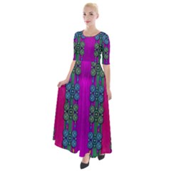 Flowers In A Rainbow Liana Forest Festive Half Sleeves Maxi Dress by pepitasart