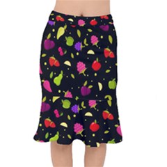 Vector Seamless Summer Fruits Pattern Colorful Cartoon Background Short Mermaid Skirt by Vaneshart