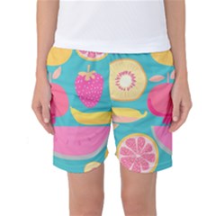 Seamless Pattern With Fruit Vector Illustrations Gift Wrap Design Women s Basketball Shorts by Vaneshart