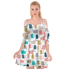 Cute Seamless Pattern Happy Kitty Kitten Cat Cutout Spaghetti Strap Chiffon Dress by Vaneshart