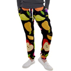 Vector Seamless Summer Fruits Pattern Black Background Men s Jogger Sweatpants by Vaneshart