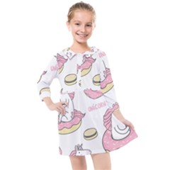 Unicorn Seamless Pattern Background Vector (1) Kids  Quarter Sleeve Shirt Dress by Sobalvarro