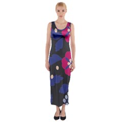 Vector Seamless Flower And Leaves Pattern Fitted Maxi Dress by Sobalvarro