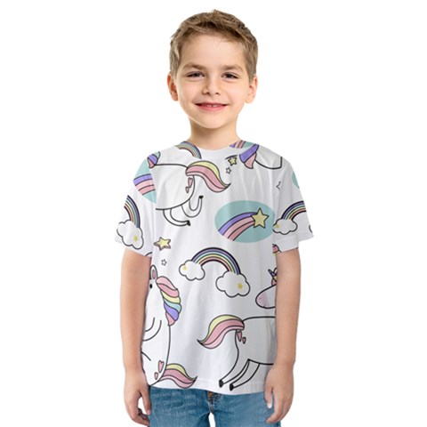 Cute Unicorns With Magical Elements Vector Kids  Sport Mesh Tee by Sobalvarro