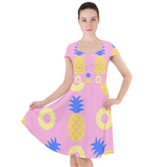 Pop Art Pineapple Seamless Pattern Vector Cap Sleeve Midi Dress by Sobalvarro