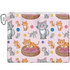 Cat Seamless Pattern Canvas Cosmetic Bag (xxxl) by Vaneshart