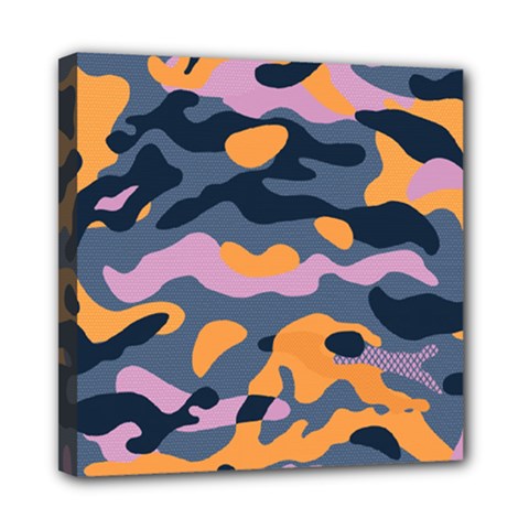 Camouflage Background Textile Uniform Seamless Pattern Mini Canvas 8  X 8  (stretched) by Vaneshart