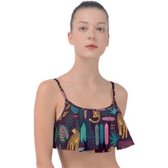 Vector Seamless Pattern With Leopards Frill Bikini Top by Vaneshart