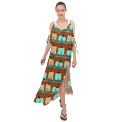 Bluegreen Pumpkins Maxi Chiffon Cover Up Dress by bloomingvinedesign