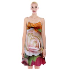 Floral Bouquet Orange Pink Rose Spaghetti Strap Velvet Dress by yoursparklingshop