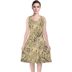 Music Nuts Sheet V-neck Midi Sleeveless Dress  by Mariart