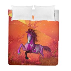 Wonderful Fantasy Horse In A Autumn Landscape Duvet Cover Double Side (full/ Double Size) by FantasyWorld7