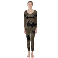 Cute Bat With Hearts Long Sleeve Catsuit by FantasyWorld7