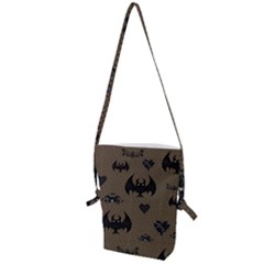 Cute Bat With Hearts Folding Shoulder Bag by FantasyWorld7