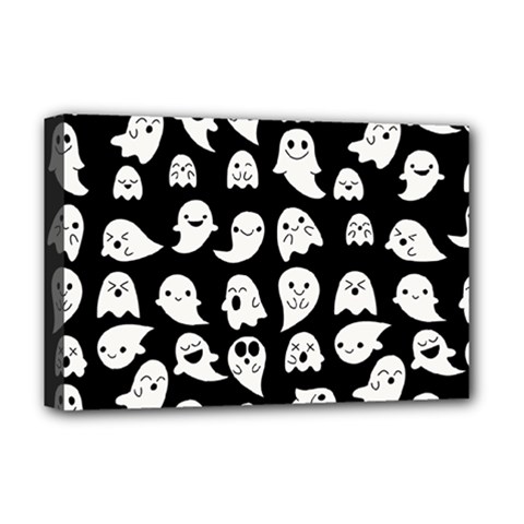 Cute Kawaii Ghost Pattern Deluxe Canvas 18  X 12  (stretched) by Valentinaart