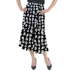 Cute Kawaii Ghost Pattern Midi Mermaid Skirt by Valentinaart