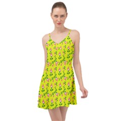 Carnation Pattern Yellow Summer Time Chiffon Dress by snowwhitegirl