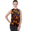 Funny Halloween Design Mock Neck Chiffon Sleeveless Top View1