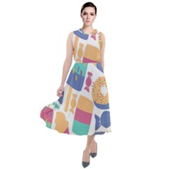 Icecream Pattern Pastel Sumer Round Neck Boho Dress by Vaneshart