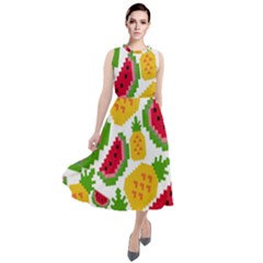 Watermelon Pattern Se Fruit Summer Round Neck Boho Dress by Vaneshart