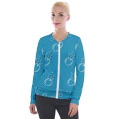 Bubble Group Pattern Abstract Velour Zip Up Jacket by Vaneshart