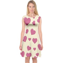 Flat Love Symbol Pattern Capsleeve Midi Dress by Vaneshart