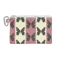 Butterflies Pink Old Old Texture Canvas Cosmetic Bag (medium) by Vaneshart