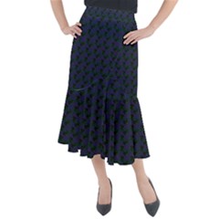 Black Rose Blue Midi Mermaid Skirt by snowwhitegirl