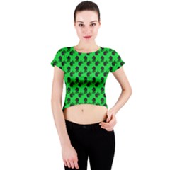 Black Rose Green Crew Neck Crop Top by snowwhitegirl