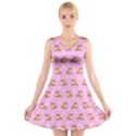 Cute Welsh Corgi Dog V-Neck Sleeveless Dress Pink View1