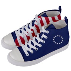 Betsy Ross Flag Usa America United States 1777 Thirteen Colonies Vertical Women s Mid-top Canvas Sneakers by snek