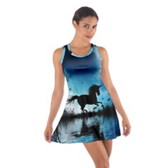 Wonderful Unicorn Silhouette In The Night Cotton Racerback Dress by FantasyWorld7