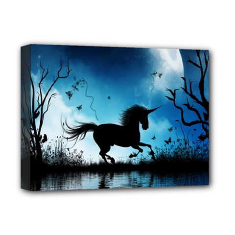 Wonderful Unicorn Silhouette In The Night Deluxe Canvas 16  X 12  (stretched)  by FantasyWorld7