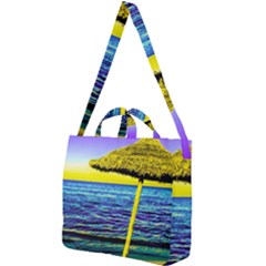 Pop Art Beach Umbrella  Square Shoulder Tote Bag by essentialimage