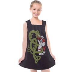 Pepe The Frog Rare Celtic Viking Norse Dragon Pattern Deus Vult Medieval Wojak Crusader Kids  Cross Back Dress by snek