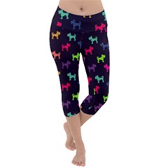 Cute Colorful Schnauzer Dog Silhouette Lightweight Velour Capri Yoga Leggings by trulycreative