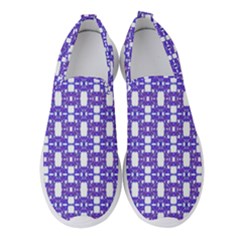 Purple  White  Abstract Pattern Women s Slip On Sneakers by BrightVibesDesign