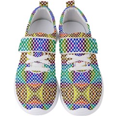 Colorful Circle Abstract White Brown Blue Yellow Men s Velcro Strap Shoes by BrightVibesDesign