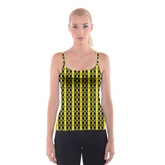 Circles Lines Black Yellow Spaghetti Strap Top by BrightVibesDesign