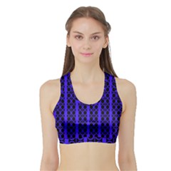 Circles Lines Black Blue Sports Bra With Border by BrightVibesDesign