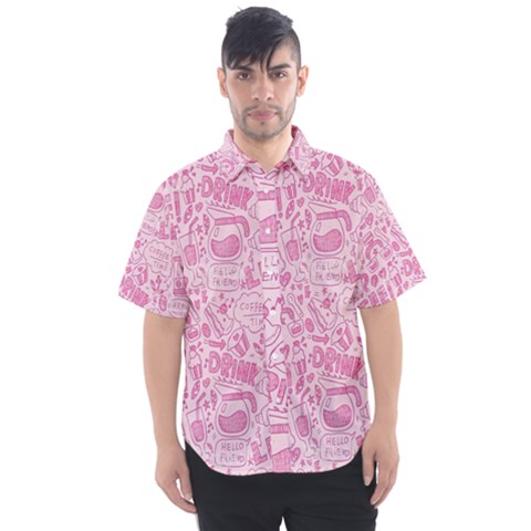 Coffee Pink Men s Short Sleeve Shirt by Amoreluxe