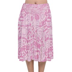 Coffee Pink Velvet Flared Midi Skirt by Amoreluxe