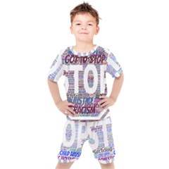 Human Trafficking In Blue Classic Logo Final Kids  Tee And Shorts Set by gottostop