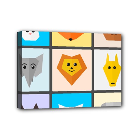 Animals Cute Flat Cute Animals Mini Canvas 7  X 5  (stretched)