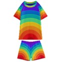 Rainbow Background Colorful Kids  Swim Tee and Shorts Set View1