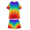 Rainbow Background Colorful Kids  Swim Tee and Shorts Set View2